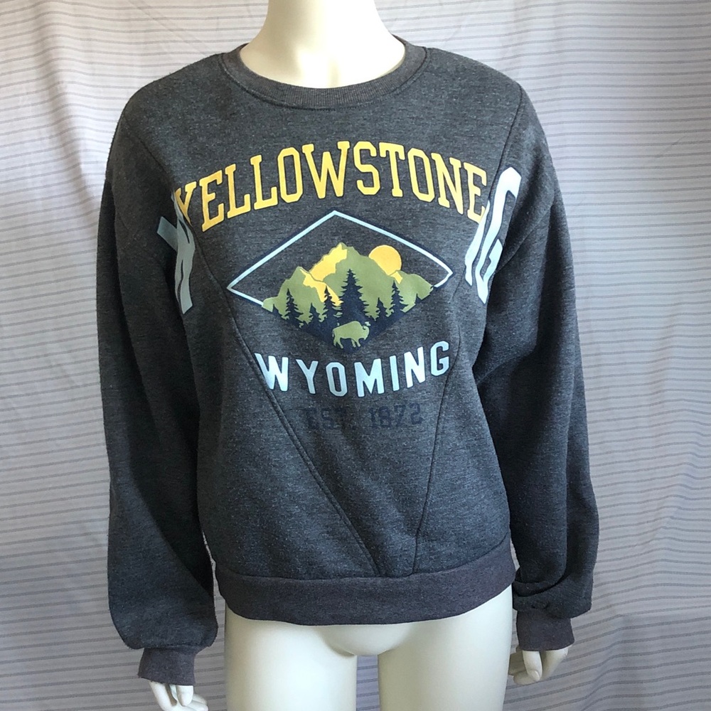 Modern Lux Women's Sweat Shirt Gray Long Sleeves Size X Yellowstone Logo